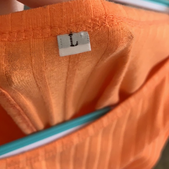 - Orange Knit Sweater Draw String Waist Romper - Picture 7 of 7